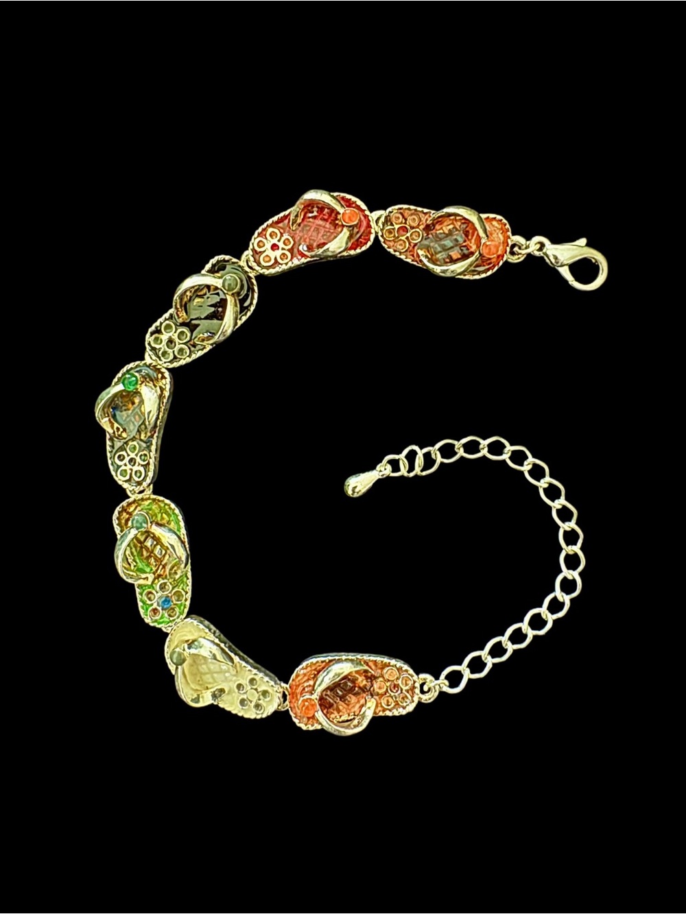 Multicolor Enamel Flip-Flop Link Bracelet